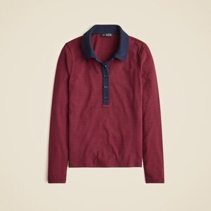 J. Crew Refined rib long-sleeve polo shirt in stripe XL